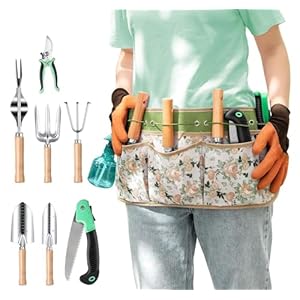 Stainless Steel Garden Tools Set with Wooden Handle & Pruning Shears, Lightweight Portable Gardening Kit – Easy Storage Ideal Gift for Women Gardeners (Set 1, 10)
