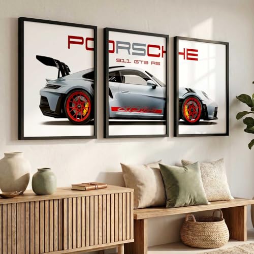 Image of kotart Big Sports Car Framed Posters Gift Items for Boys Room Wall Decoration Bedroom Living Room Office Studio Decor | Car Poster Frame for Wall Decor Set Of 3 Size (19 X 25 inch)