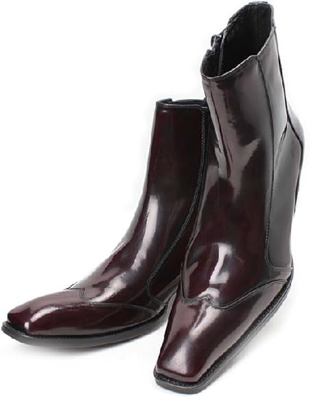 Amazon | [ミスターハンサム] WOLF VALLEY メンズブーツ レザーブーツ ビジネスシューズ ロングノーズ 本革 ショートブーツ  ジョニーハイヒールブーツ ウイングチップ 革靴 ドレスシューズ レースアップシューズ 紳士靴 8803-20 |