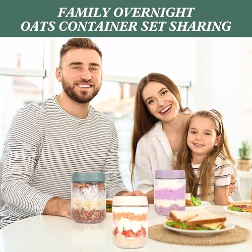 Image of Xileanalee Overnight Oats Containers with Lids 6 Pack-16 Oz Mason Jar with Lids-Overnight Oats Jars Glass Food Storage Containers for Chia Seed Pudding Salad Cereal Coffee Spices