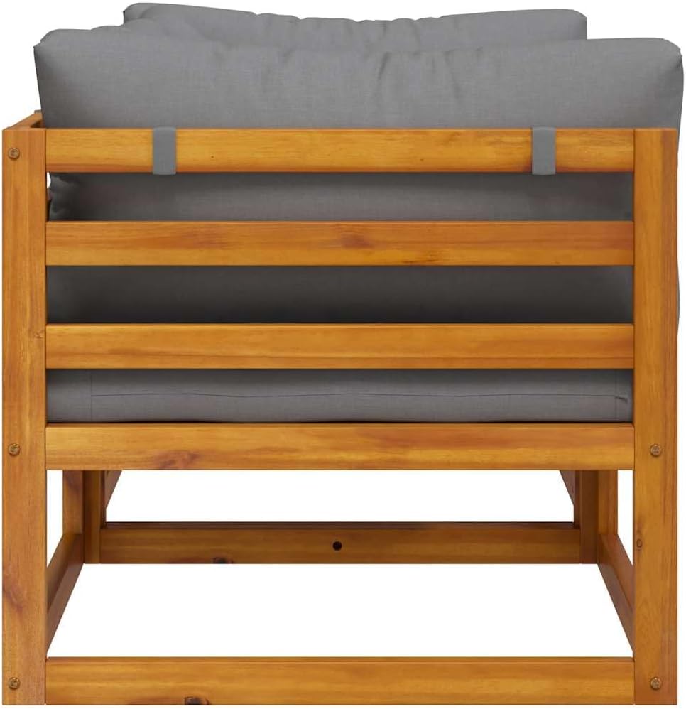 Dark Grey Modular Outdoor Loveseat, 27.6 x 27.6 x 23.6 in Acacia Wood Frame Patio Couch for Balcony Conservatory Garden Seating, Easy Reconfigure Small Patio Sofa Set of 2