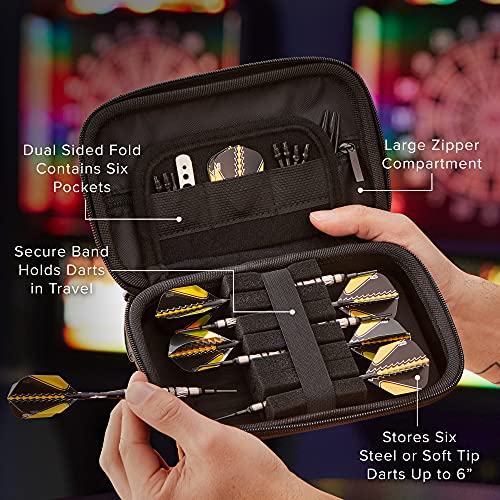 Casemaster Sentinel 6 Dart Case, Holds Extra Accessories, Tips, Shafts And Flights, Compatible With Steel Tip And Soft Tip Darts, Impact & Water Resistant Tactech Shell, Galaxy #TOP1