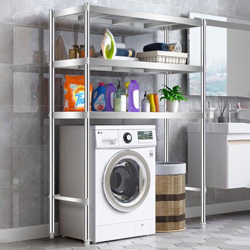 Estante ajustable para lavadora – Estante de almacenamiento de acero para lavadora y secadora, ahorro de espacio, para baño y lavandería, 70 x 30 cm, soporte apilable