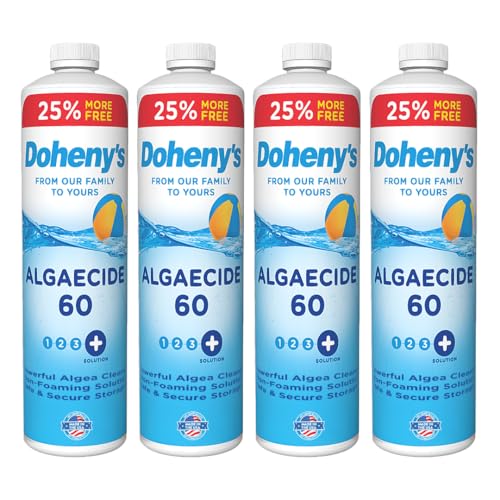 Doheny's Algaecide 60 | Pro-Grade, Metal-Free & Non-Foaming | Prevents All Algae Types | No Stains or Clouding | Safe for Salt, Chlorine & Bromine Pools | Treats 160,000 Gallons | 4 x 40oz (160oz)