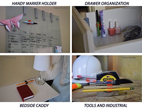 (10 pk) Green Self Adhesive Pencil Pen and Marker Holder Adhesive Clip - Best Mount Organizer to Stick on The Shelf, Dashboard, Metal Door - Great for delivery Driver, Mail Carrier, delivery Truck
