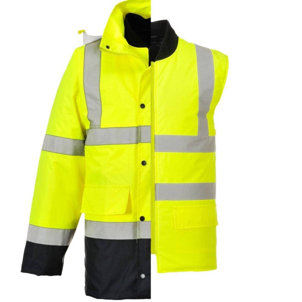 Portwest S471 Giacca Traffico Alta Visibilità, 4 in 1 Bicolor, Giallo/Navy, XXXL