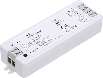 JOYLIT DC 5-36V 8A LED Dimmer Controller for Single Color LED Strip Lights, Pair-able PWM Dimming Control Receiver Compatible with V1 and RT6 RF Remote Without Remote