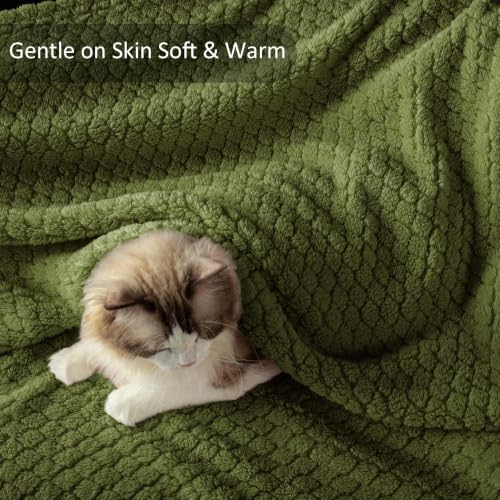 Exclusivo Mezcla Manta Throw Soft Fleece para Sofá, Verde Oliva miniatura 5