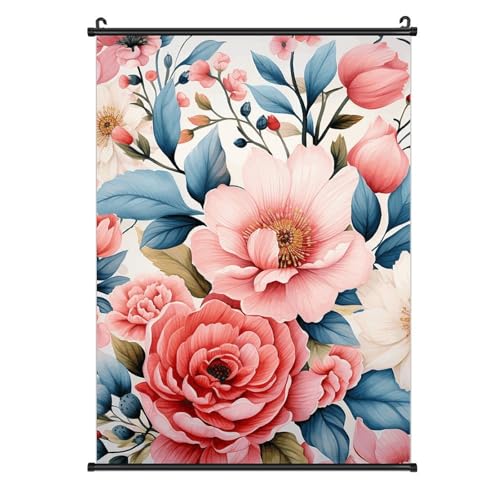 Poster toile floral aquarelle haut de gamme avec support de suspension amovible
