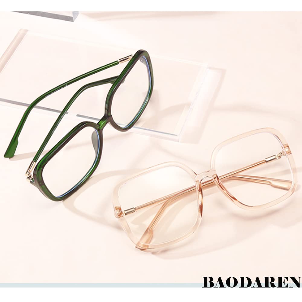 Gafas de bloqueo de luz azul con marco cuadrado de gran tamaño para mujeres/hombres, lentes antifatiga ocular para computadora L3000A (transparente Tawny)