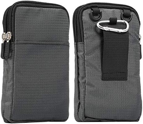 Vertical Phone Belt Purse, Cell Phone Shoulder Bag Mens, 6.9 Inch Mobile Phone Holster Waterproof Cellphone Pouch Neck Wallet Mini Crossbody Bag Outdoor Passport Packet with Carabiner and Belt Loop