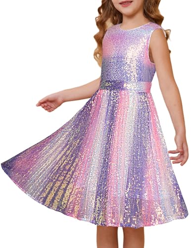 GRACE KARIN Girls Sequin Dress Sleeveless Prom Party Formal Graduations Fancy Tween Girls Dresses Size 5-12