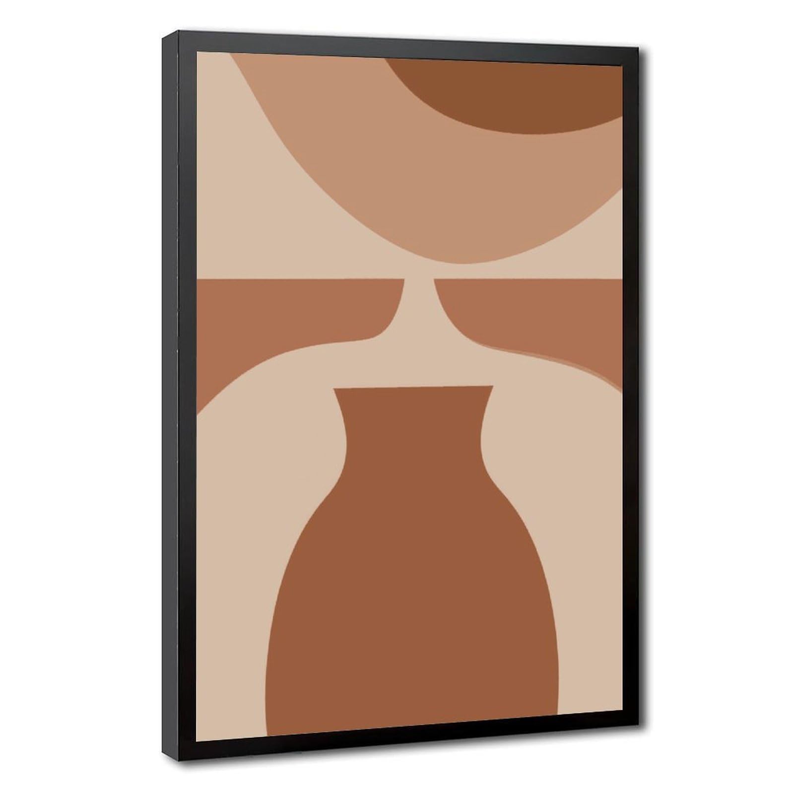 Zguols Black Frame Terracotta Boho Geometric Abstract And Minimalist Poster Canvas Poster Bedroom Decor Sports Landscape Office Room Decor Gift 16" L X 24" W