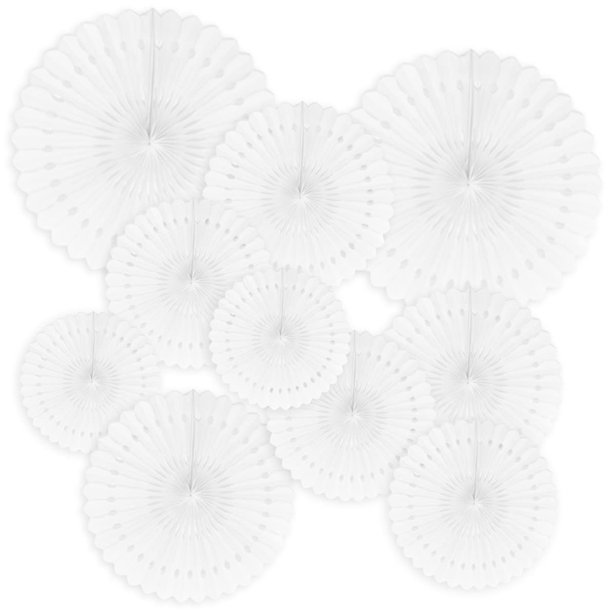Himeland 10 Piezas Abanicos de Papel Plegables Flores Decoracion, Comunion, Abanicos de Boda Decoración para Fiestas, Mesa Dulce, Ceremonia de Boda, Cumpleaños, Festividades-Blanco