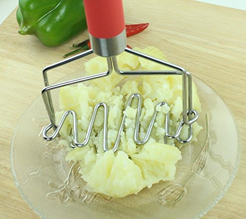 Potato Mashers | Double Smashers For Your Potatoes Guacamole Cauliflower Fruit Eggs Meat | Best Masher for smooth Mash with or without Skin | Spring Loaded Smasher with Silicone Handle PC by Chef Amore