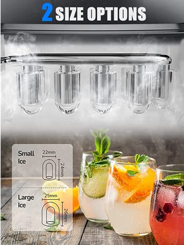 BXBX Eiswürfelmaschine 14 kg 24 h, 6 Minuten Produktionszeit, Selbstreinigung, 2 Würfelgrößen, 2.2 Liter Wassertank, LCD… – Bild 5