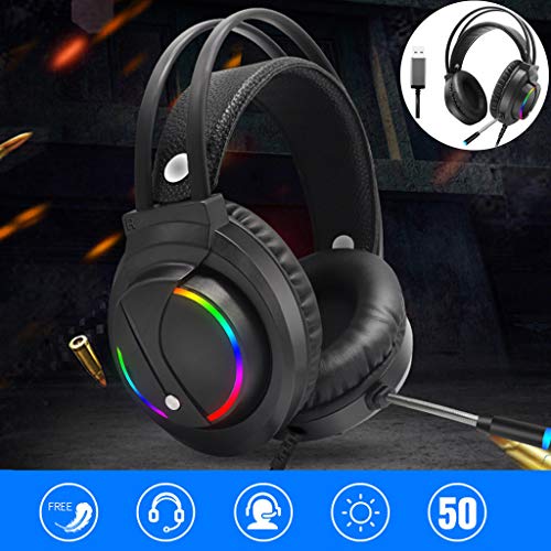 Gaming Headset For Ps4 Headset With 2M Line Cable, For Xbox One Headset With Noise Canceling Mic & Led Light, Compatible Pc, Laptop Ns Game Boy Advance, Usb Plug (Black) #TOP2