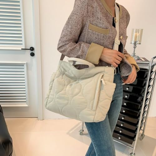 Puffy Tote Bags for Women Quilted Shoulder Bag Large Capacity Puffer Hobo Handbag Lightweight Crossbody Bag2