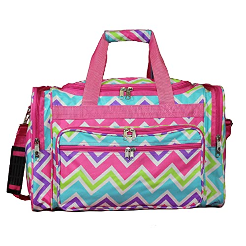 Image of World Traveler Chevron Duffel Bag, Pink Trim Chevr, One Size