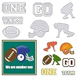 Football Dies American Football Metal Cutting Die Football Game Die Cut for Card Making, Go Team Football Helmet Words Die Cut for Football Sports DIY Scrapbooking Photo Album Card Craft Decoration