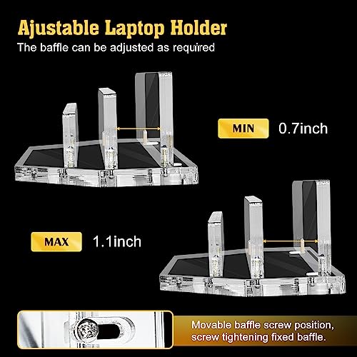 UCINNOVATE Vertical Laptop Stand, Acrylic Laptop Holder Desk with Adjustable Dock, Dual Desktop Notebook Stand Fits All MacBook/Surface/Gaming Laptop/iPad/Pro/Chromebook/HP/Dell/Computer/Keyboard - Thumbnail 2