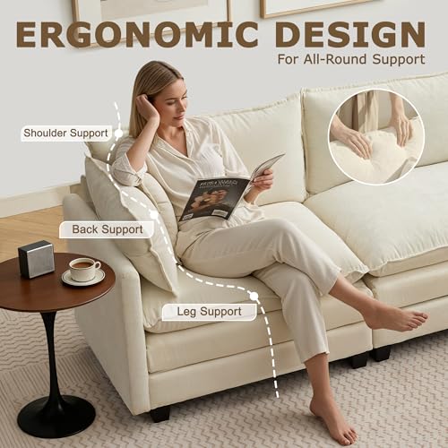 Image of 78 inch Modular Sectional Sofa, Cloud Loveseat Couch for Living Room