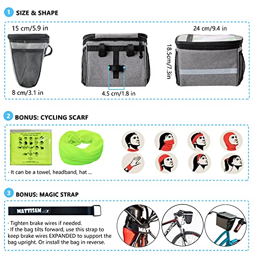 Mattisam Bike Basket Front, Bike Handlebar Bag With Bike Phone Mount Fit Phone Under 7", Water Resistant Bike Cooler Bicycle Basket Road Mountain Bike Cycling Accessories For Kids Girls Boys Men Women #TOP4