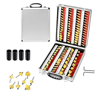 100Pcs Router Bits Set 1/4 inch Shank Tungsten Carbide Router Bit Set for Carpenter Woodworking,with 1/2