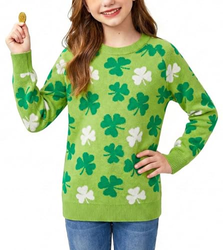 Image of Girls Halloween Pattern Knit Sweater Funny Pullover Y2K 6-14 Years