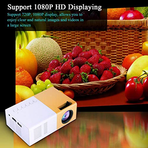 Portable Projector, Mini 1500lm 1080P HD LED Home Theater Multimedia Video Player Projector for School Office, Support HDMI, AV, VGA, USB, and Small Memory Card, etc(Yellow)