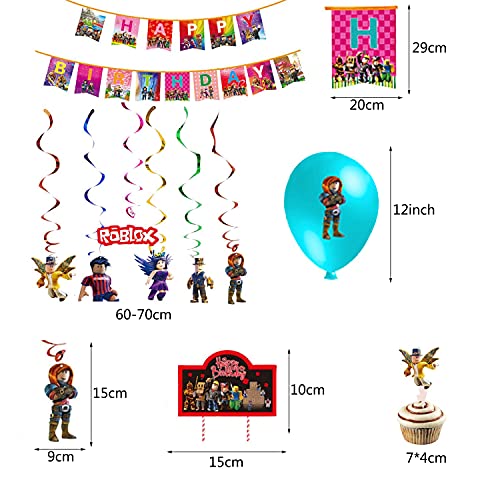 Feestbenodigdheden Roblox Verjaardagsdecoraties Roblox Ballonnen Roblox Verjaardagstaart Decoraties Roblox Verjaardag Banner Roblox Feestdecoraties Roblox Opknoping Swirl Plafonddecoraties - Image 4