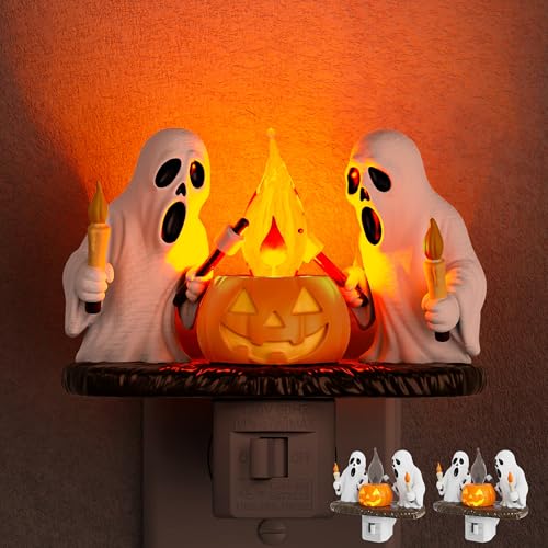 Briignite Halloween Night Light, Ghost Night Light Campfire Flickering