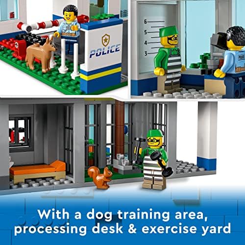 LEGO 60316 City Police Station with Van, Garbage Truck & Helicopter Toys, Gifts for 6 Plus Year Old Boys & Girls with 5 Minifigures and Dog Toy