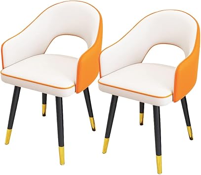 Dining Chairs Set of 2 Modern PU Leather- Waterproof High Back Soft Seat Side Chairs with Carbon Steel Legs for Kitchen & Living Room - Stylish & Durable Armchairs