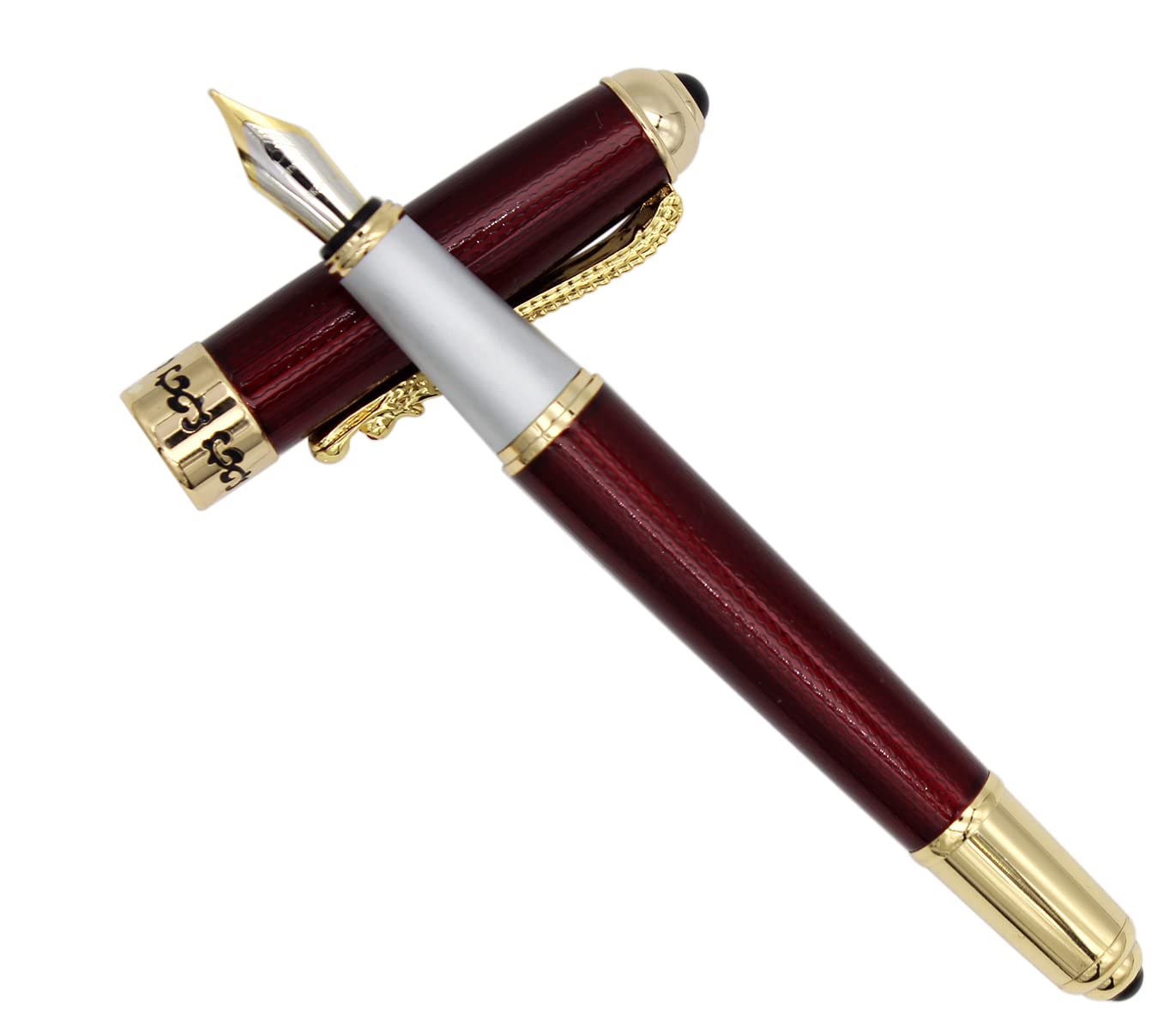 Gullor Fountain Pen with Ink Converter, Golden Dragon Clip, Executive Pen for Smooth Writing, Fine Nib, Red - Image 4