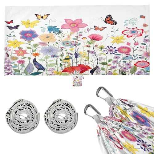 Haskirky Wildflowers Camping Hammock, Single Portable Hammocks with Tree Straps & Attached Carry Bag, 330Lbs Capacity Perfect for Outside Indoor Hiking Beach Backpack Travel