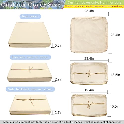 Qaworci Outdoor Cushion Slipcovers, 14Pcs Waterproof Patio Cushion Covers Replacement, Washable Patio Cushion Covers, Cushion Covers For Patio Furniture With Zipper (Beige) #TOP1
