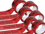  6 Rollen Vorsicht Glas Packband Verpackungsklebeband Paketklebeband (0,033 EURO/m)