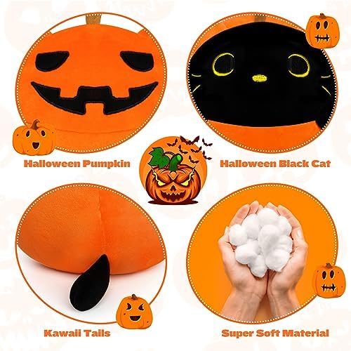 Halloween Pumpkin Cat Plush, 8.5in Halloween Stuffed Animals Cat, Fluffy Stuffed Pumpkin Doll Toy, Halloween Cat Plush, Halloween Plush Toys for Kids 3 51APAmiAsTL. AC