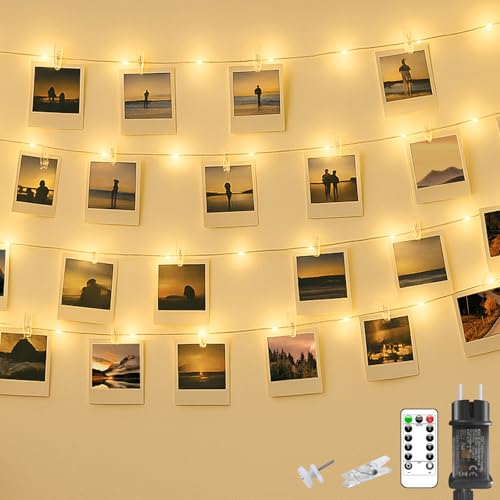 litogo Fotoclips Lichterkette für Zimmer Deko, 5M 50 LED Fotowand...