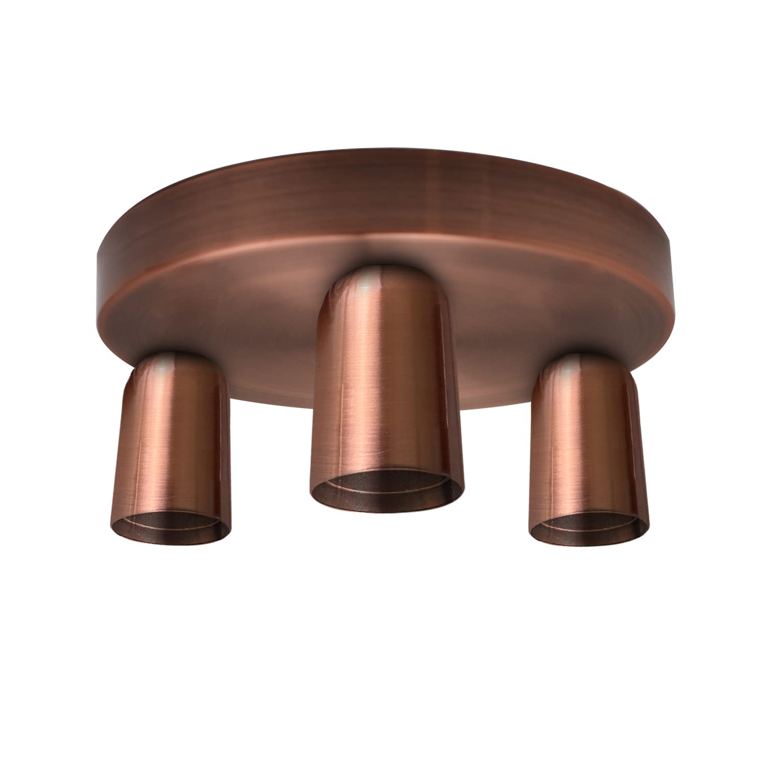 LEDSone Copper Vintage Ceiling Light 3 Way Ceiling E27 Lamp Base Semi Flush Ceiling Lamp for Industrial Kitchen Dining Room Living Room Balcony - Round Base