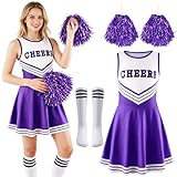 Shengruili Disfraz de Animadora Mujer Adulta,Disfraz de Animadora con accesorios para niña Cheerleader,disfraz Carnaval para Halloween y Fiestas de Disfraces