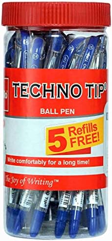 Cello Technotip Ball Pen | Blue Ball Pens | Jar of 25 Units | Ball Pens for Students | Ball Point Pen Set | Writing Pens for School and Office Use Pens