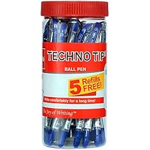 Cello Technotip Ball Pen Jar - 20 Pens with 5 free Refills Blue