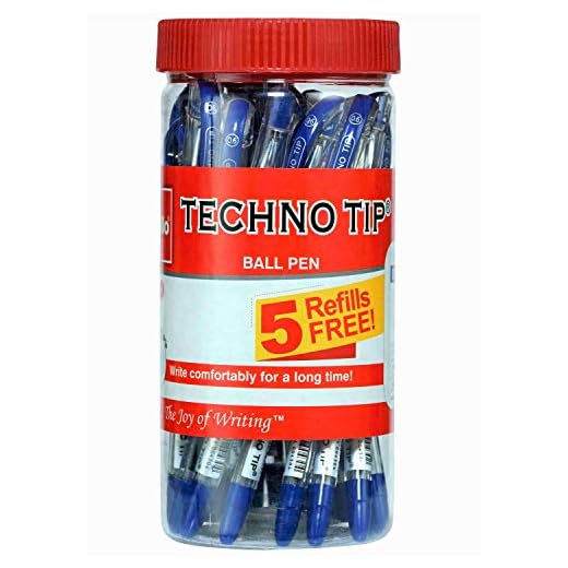 Cello Technotip Ball Pen | Blue Ball Pens | Jar of 25 Units | Ball Pens for Students | Ball Point Pen Set | Writing Pens for School and Office Use | Cello Pens