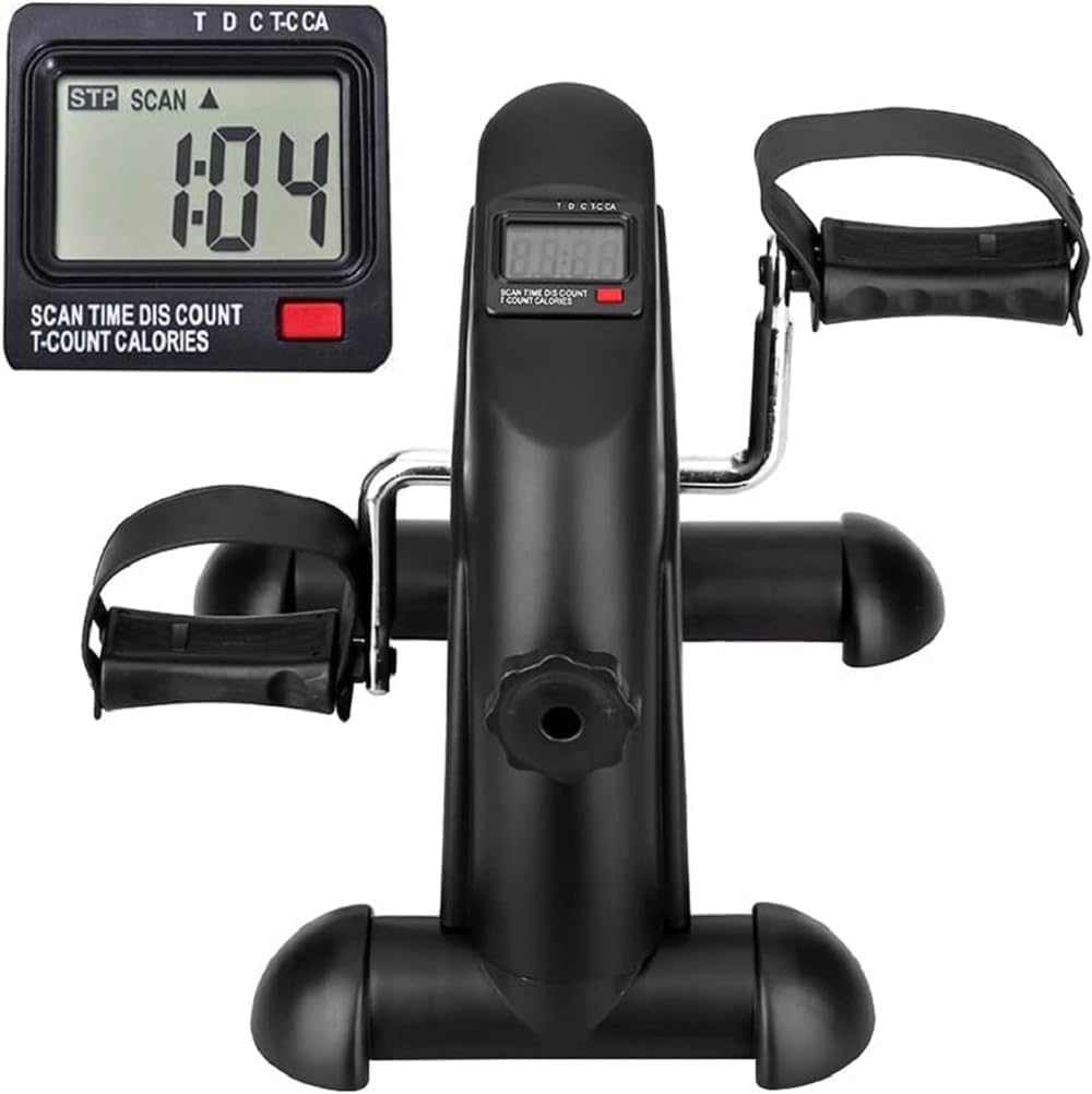 himaly mini exercise bike in black with LCD display and non-slip base