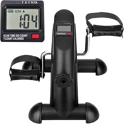 Mini Exercise Bike Portable Home Pedal Exerciser Gym Fitness Leg Arm | Non-Slip Mat Included, Compact Under Desk Bike for Arm and Leg Exercise, Adjustable Resistance, Home Fitness