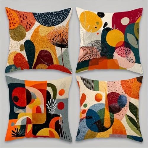 Housses de coussin 45x45 cm en lin lot de 4 décoration salon