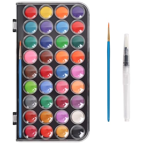 Watercolor Paint, 36 Colors Washable Watercolor Paint Set with a