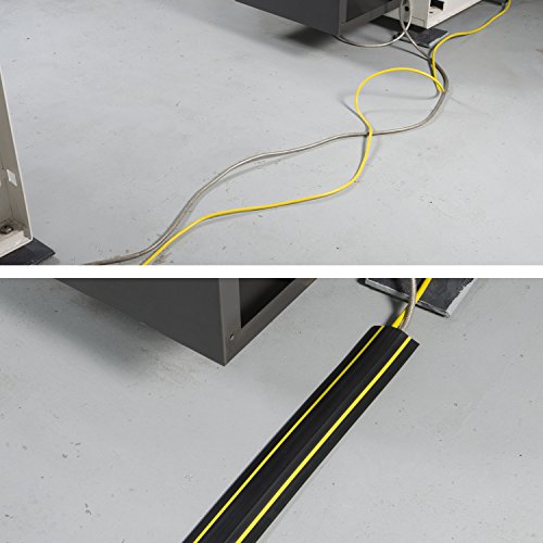 D-Line 30ft Floor Cord Cover, Made in USA Linkable Cable Protector, Hide Extension Cords, Protect Cords, Prevent Cable Trips, Cord Hider, Heavy Duty - Cord Cavity = 1.18" (W) x 0.39" (H), Black/Yellow by D-Line - Image 2